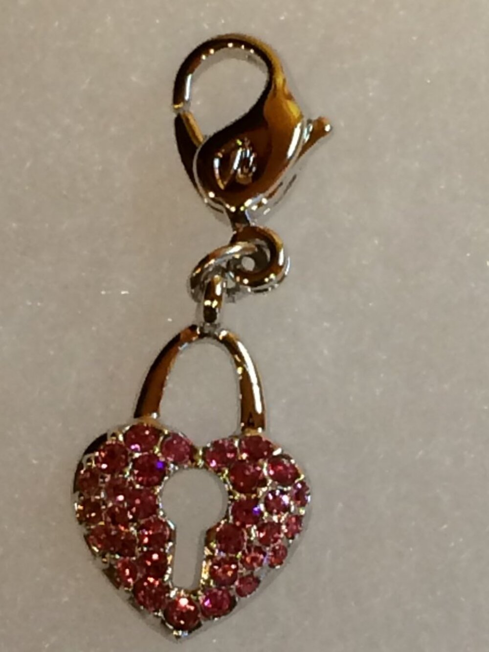Swarovski Pink Crystal Heart Lock Charm Enhancer